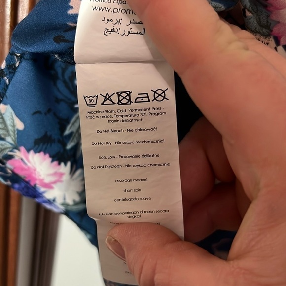 Promod Camisole Lingerie Style Y2K Size 8 Satin Lace Blue Floral EURO 40​​​​ - Picture 7 of 8